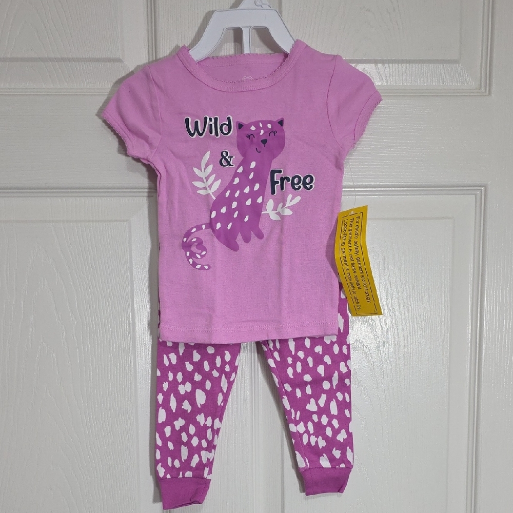 Wonder Nation Pink Pajama Set with Wild & Free Design